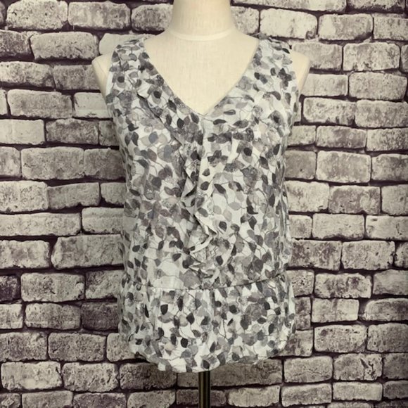 Halogen Tops - Halogen Gray & White Sleeveless Blouse